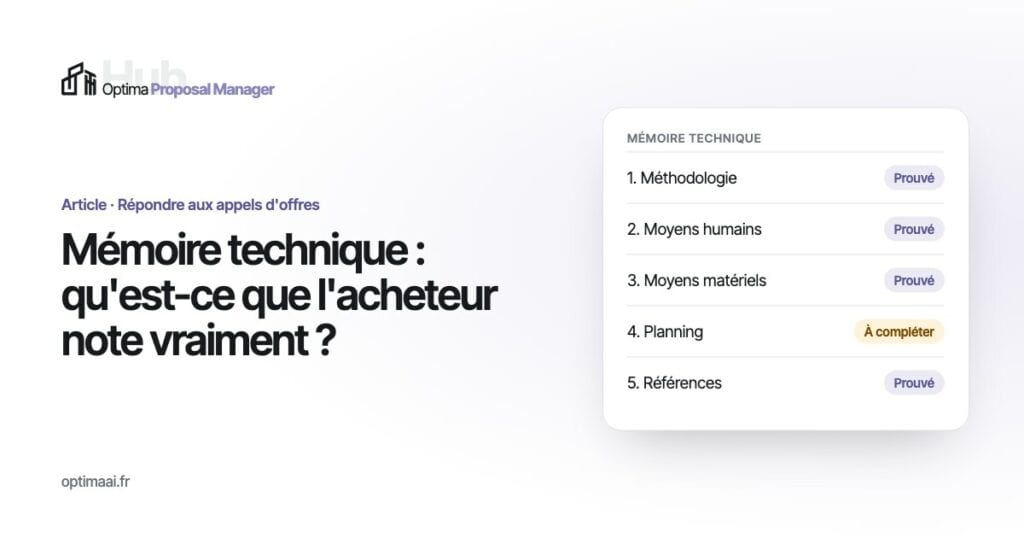 Mémoire technique détaillée pour répondre à un appel d'offres.