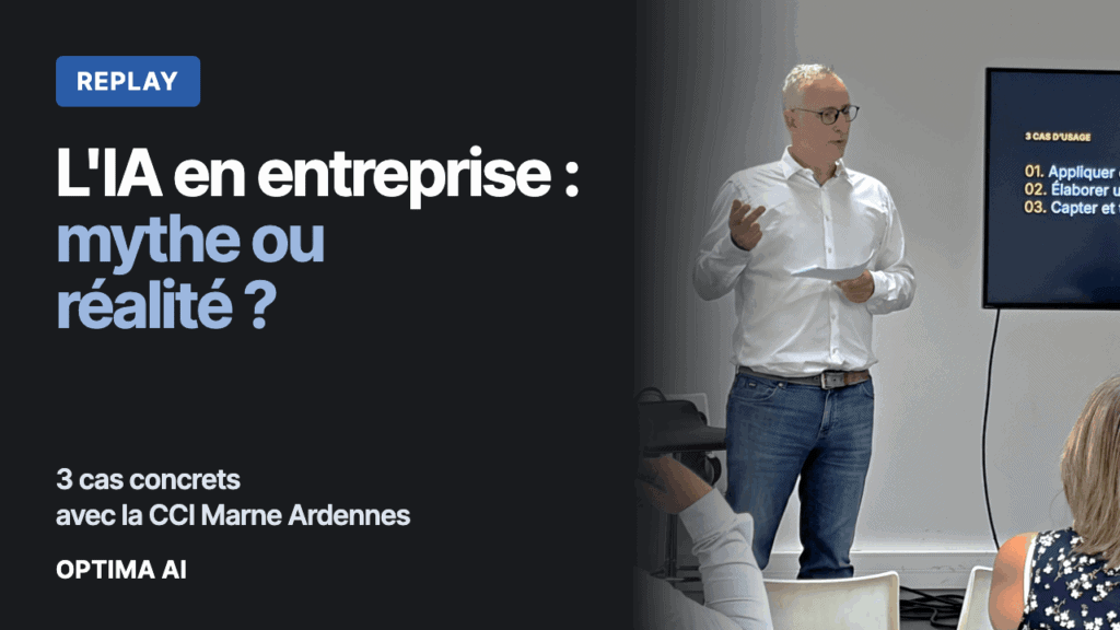 Homme en présentation sur l'intelligence artificielle en entreprise.