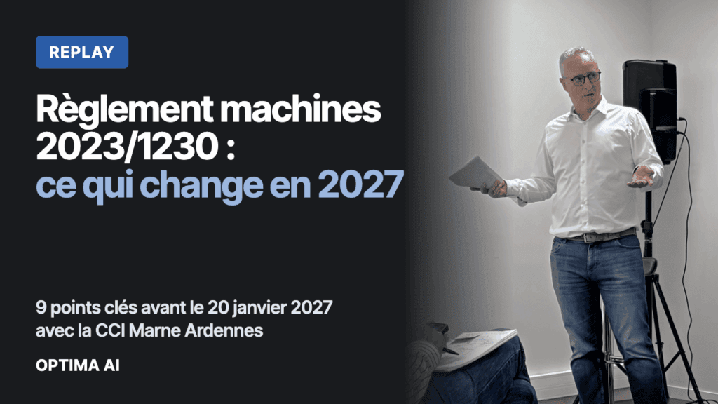Conférence sur le règlement des machines en 2023 avec un expert.
